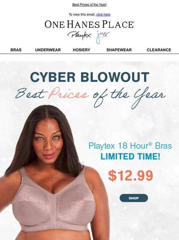 One Hanes Place: Happy Bralidays! Up to 60% off bras & all orders