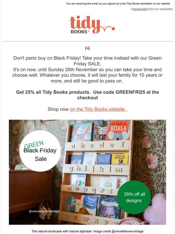 , don't rush, get 25% off in our sale