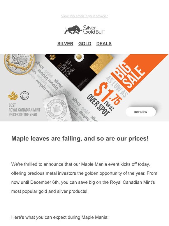 🍁 Maple Mania Sale🍁 Go mad for silver and gold maples with these prices!