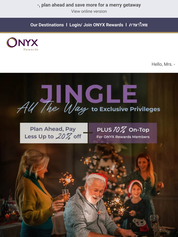 🎊 Your fabulous festive holiday with ONYX Rewards Await