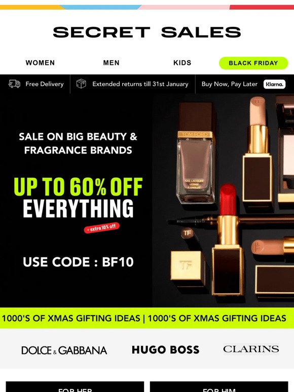 Black Friday SAVINGS! Extra 10% off fragrance & beauty! Gifts by BOSS, D&G, Diesel...