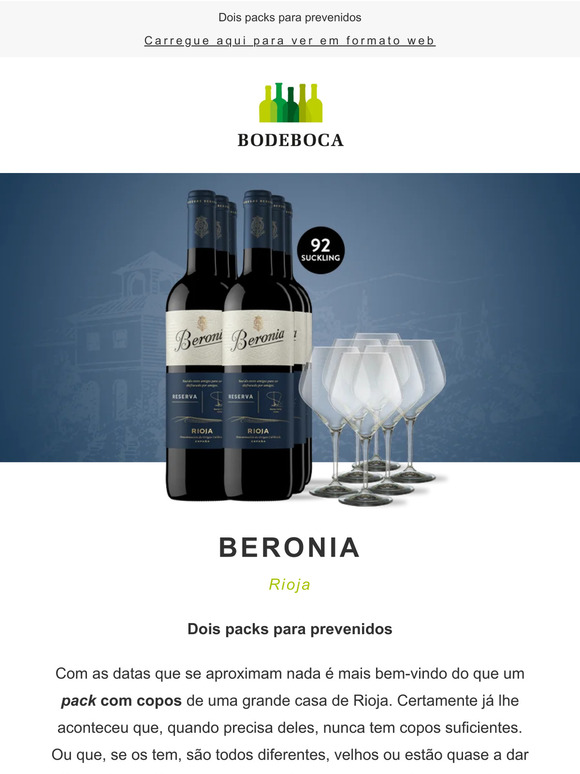 Beronia Reserva com copos de oferta: um triunfo garantido