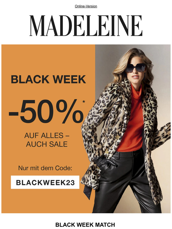 -50% auf ALLES: Jetzt Black Week Match finden!