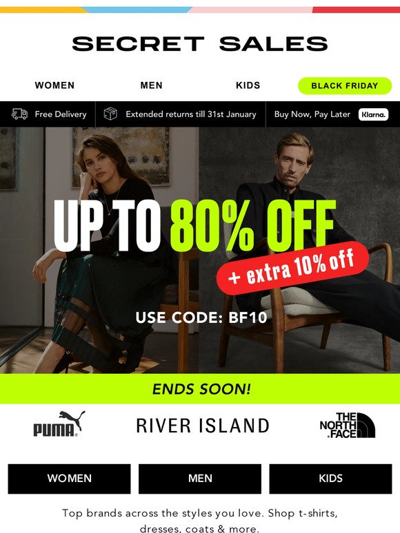 Black Friday is here! Now up to 80% + EXTRA 10% OFF Nike, Converse, PUMA & more.