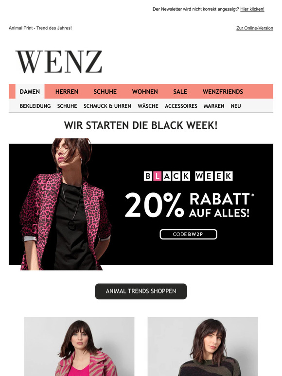 🖤Los geht's! Black Week: 20% auf Modehighlights sichern!