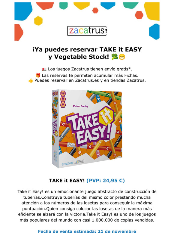¡Ya puedes reservar TAKE it EASY y Vegetable Stock! 🥦😁