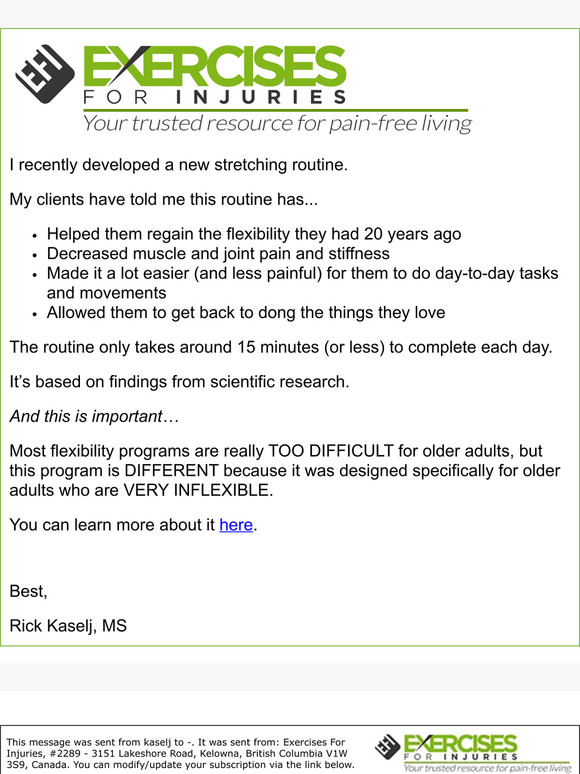 Regain the flexibility you had 20 yrs ago