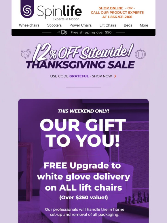 Our Gift To You Free White Glove Delivery On All Lift