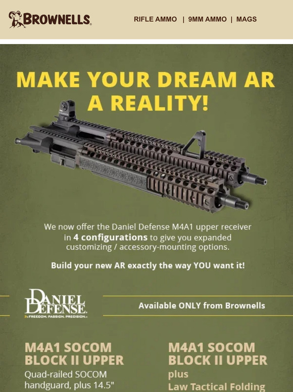 Brownells Daniel Defense's customizable M4A1 FSB upper Milled