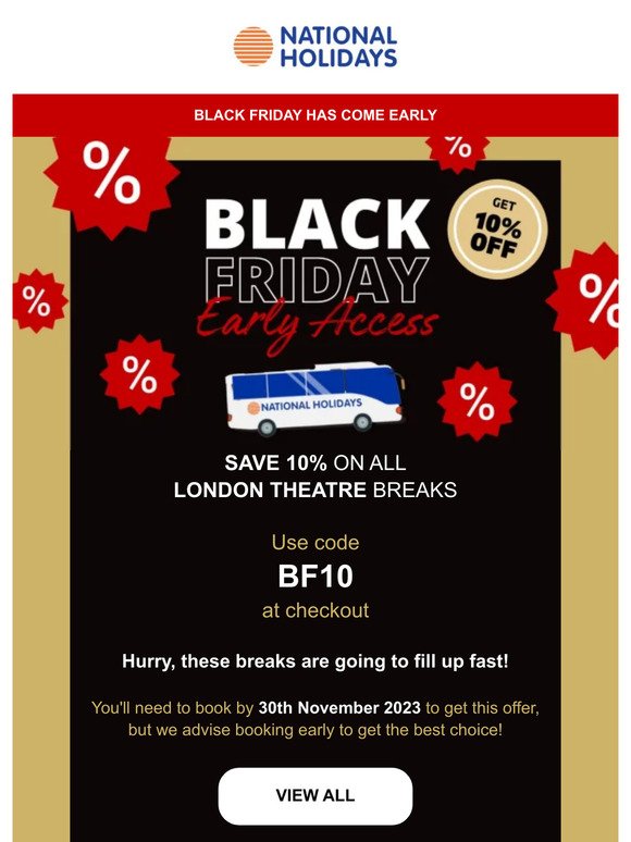 Black Friday continues with 10% off all London breaks!