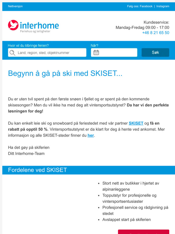 Lei vintersportsutstyr til konkurransedyktige priser med SKISET