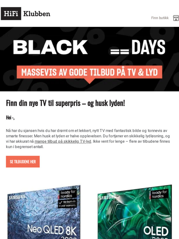 Store TV og stor TV-lyd – gjør et kupp under Black Days!