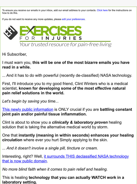 NASA Tech Heals Joints (Photo Proof)