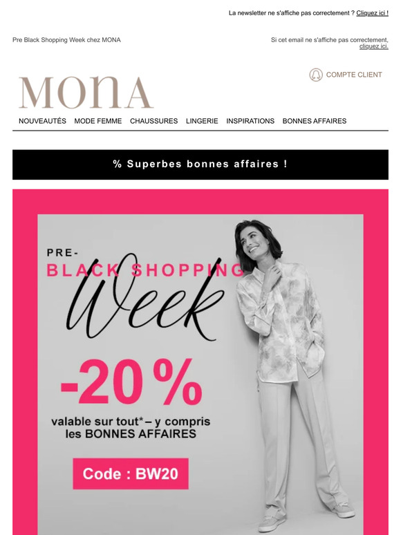 N'oubliez pas de profiter de votre bon d'achat de -20% !
