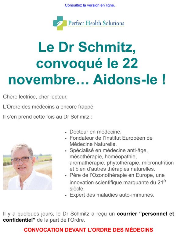 Le Dr Schmitz, convoqué le 22 novembre… Aidons-le !