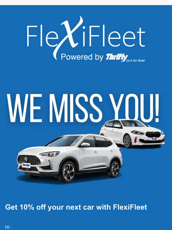 Reignite the FlexiFleet Spirit: Enjoy a 10% Welcome Back Discount on Our Diverse Fleet!