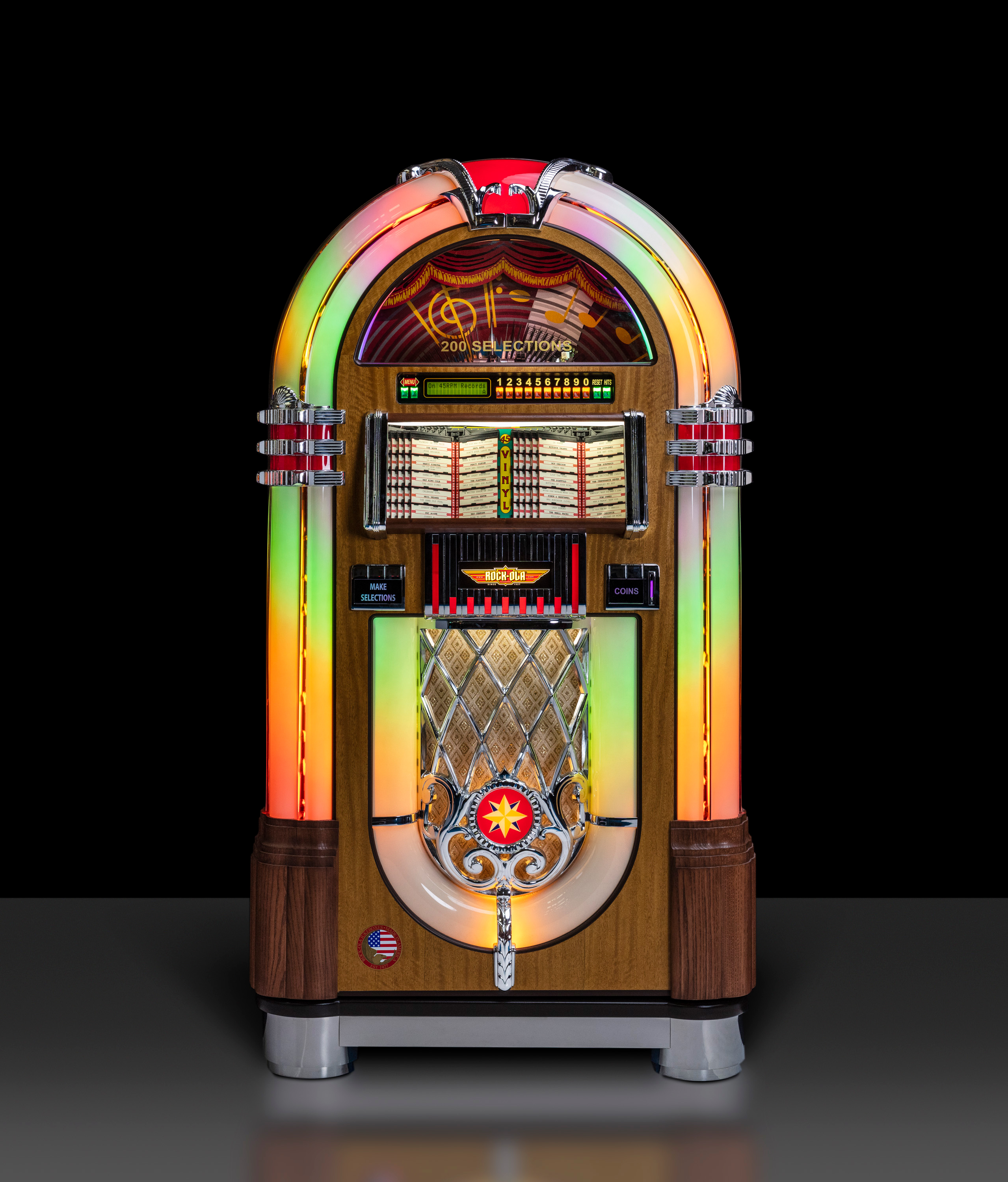 Rock-Ola Vinyl 45 Bubbler Jukebox in Walnut Finish