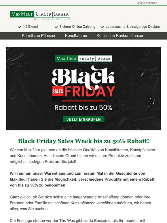 Maxifleur: Black Friday Sales Week bis zu 50% Rabatt  | Milled