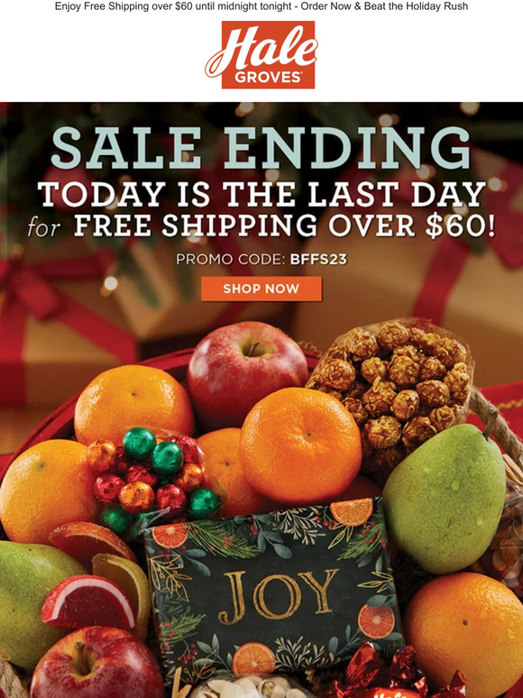Sale ENDING - Today is the Last Day for Free Shipping Over $60!