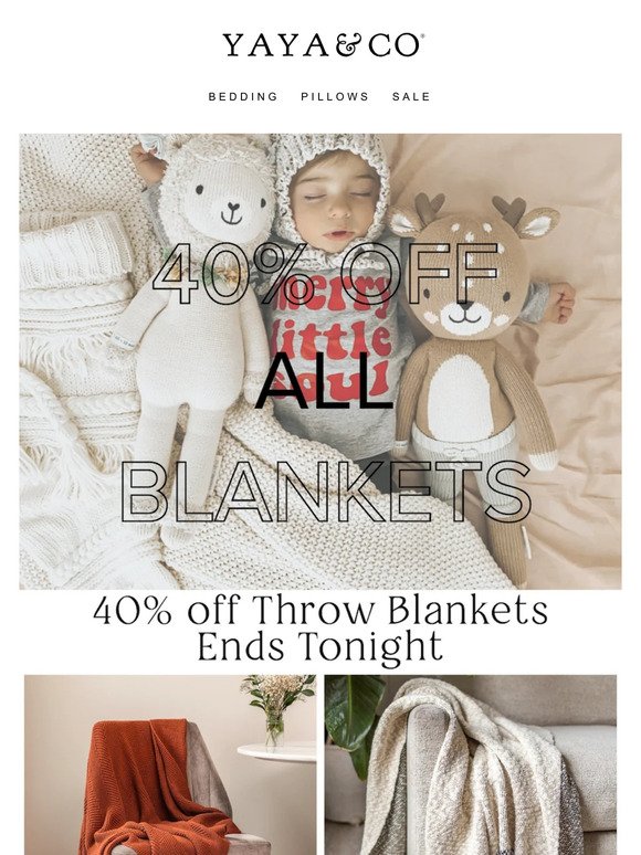 🚨40% off All Throw Blankets Ends Tonight🚨