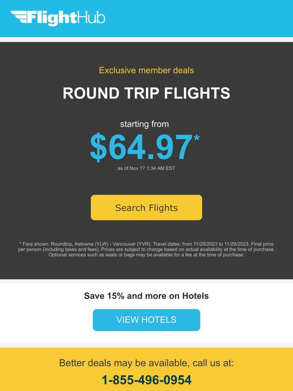 ✈ Round Trip Flights from $64.97 | Available Now