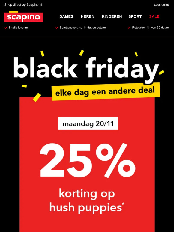Dagdeal: -25% op Hush Puppies!