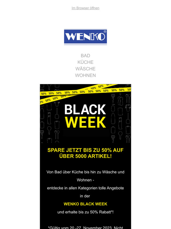 BLACK WEEK - bis zu 50% Rabatt!