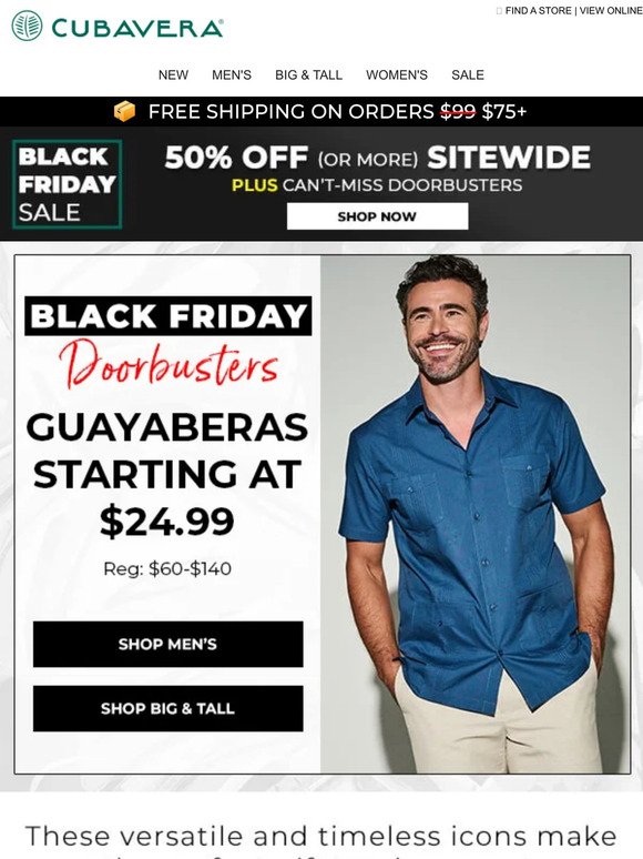 ⚫️ Black Friday Deal: Guayaberas From $24.99