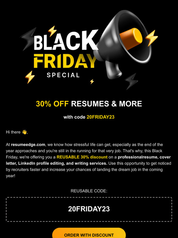 ⚫ Black Friday start now ⚫ 30% OFF resumes & more