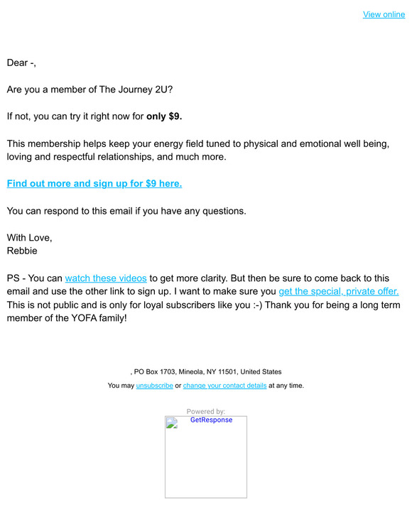 For you, — - A special offer...