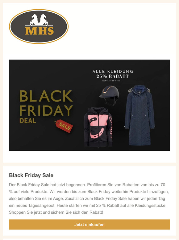 Black Friday: 25 % Rabatt auf alle Kleidung