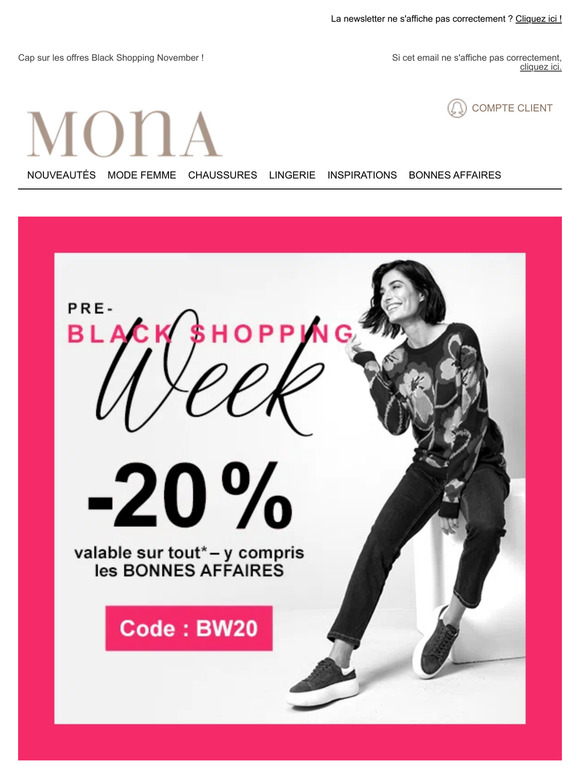 ⏰ Profitez d'un bon d'achat de -20% avant tout le monde !