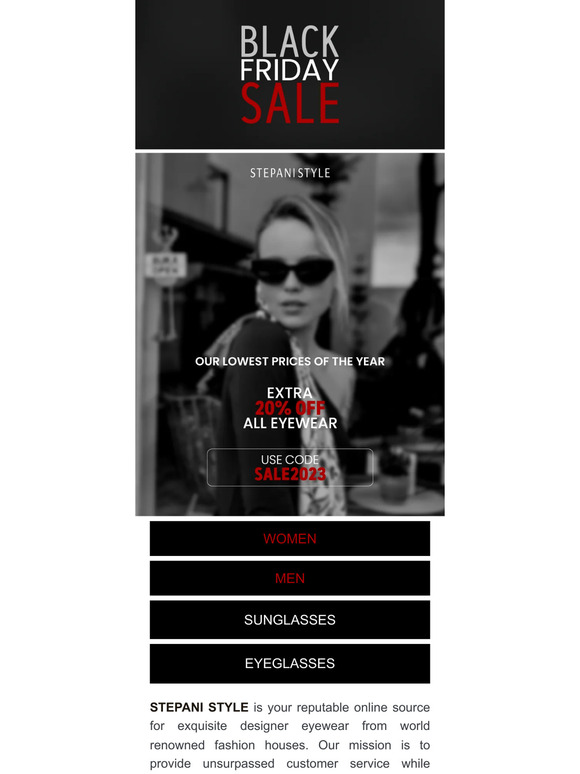 Extra 20% of all Eyewear | Black Friday Sale