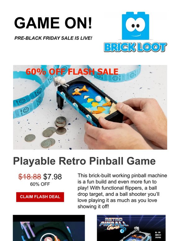 Game on! 60% off Playable Pinball Set