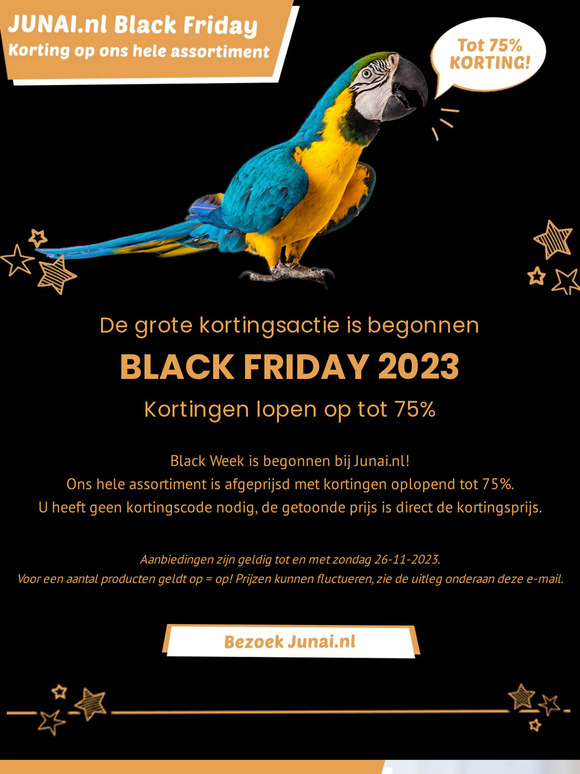 ‼  Black Week van start bij Junai.nl ‼