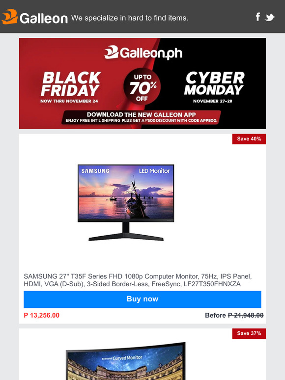 Black Friday Sale Starts Today. Up to 70% OFF. Download the Galleon App for Free Int'l Shipping*