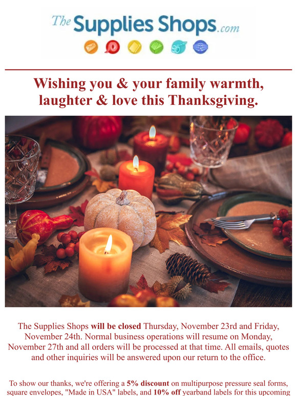 Happy Thanksgiving and November Sales