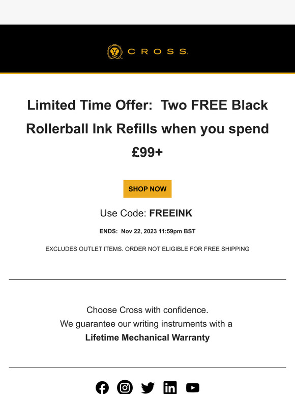 Limited Time Offer: Two FREE Black Ink Refills with Select Purchases!