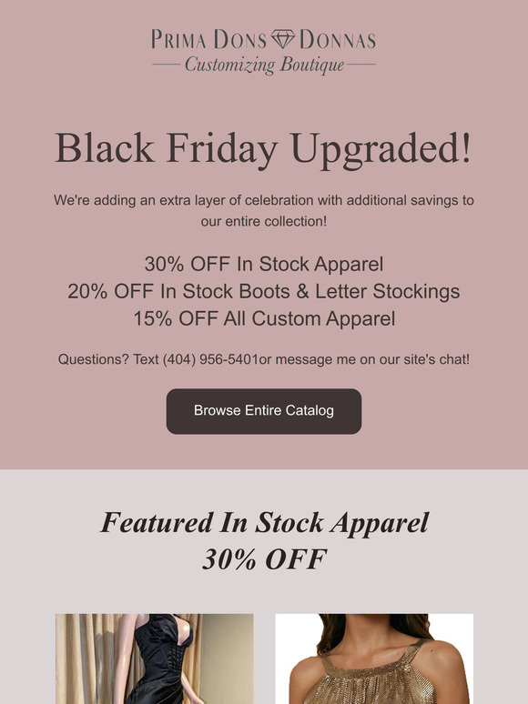Special Black Friday Surprise! Up to 30% OFF Prima Dons & Donnas Products