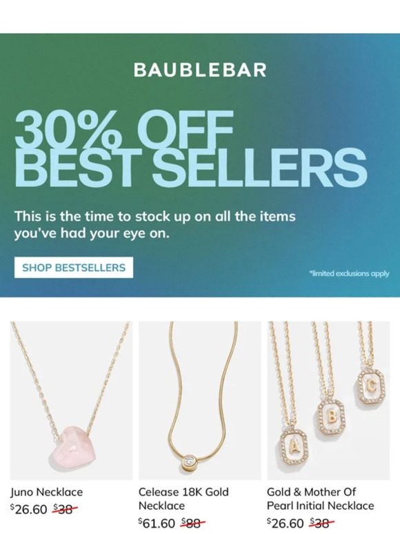 BaubleBar Email Newsletters Shop Sales, Discounts, and Coupon Codes