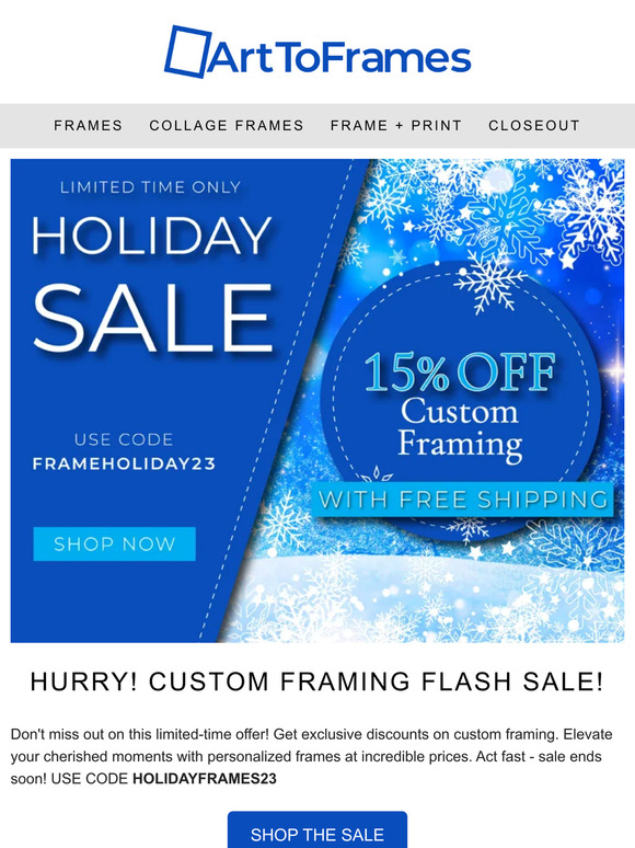 🌟 Flash Sale: Enjoy 15% Off Custom Frames plus free shipping – Today Only 🌟