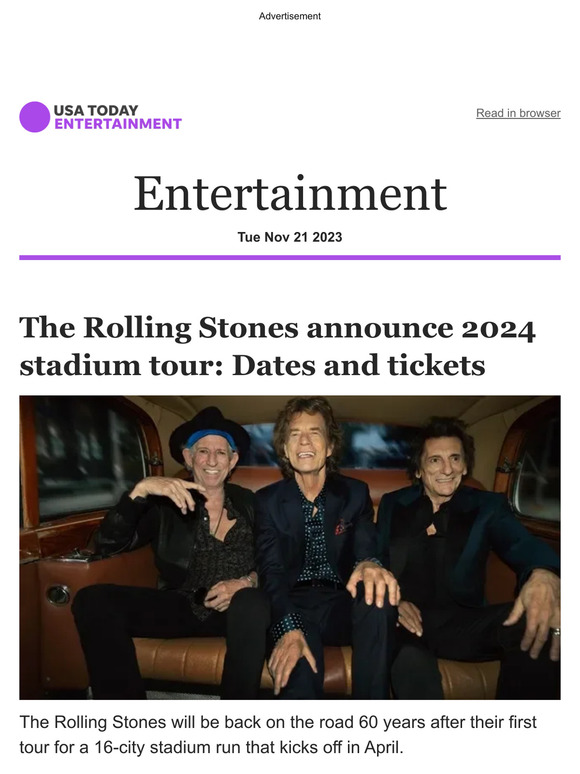 USA TODAY Entertainment The Rolling Stones announce 2024 stadium tour