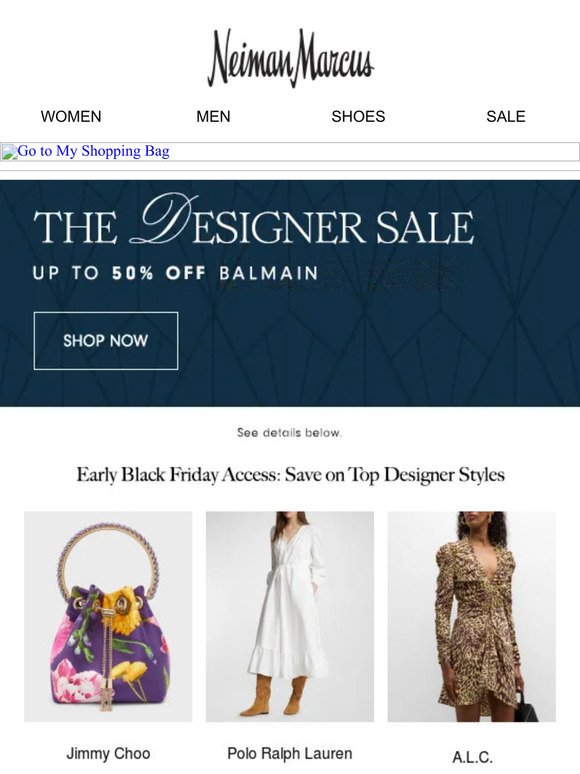 Up to 50% off when you shop The Designer Sale