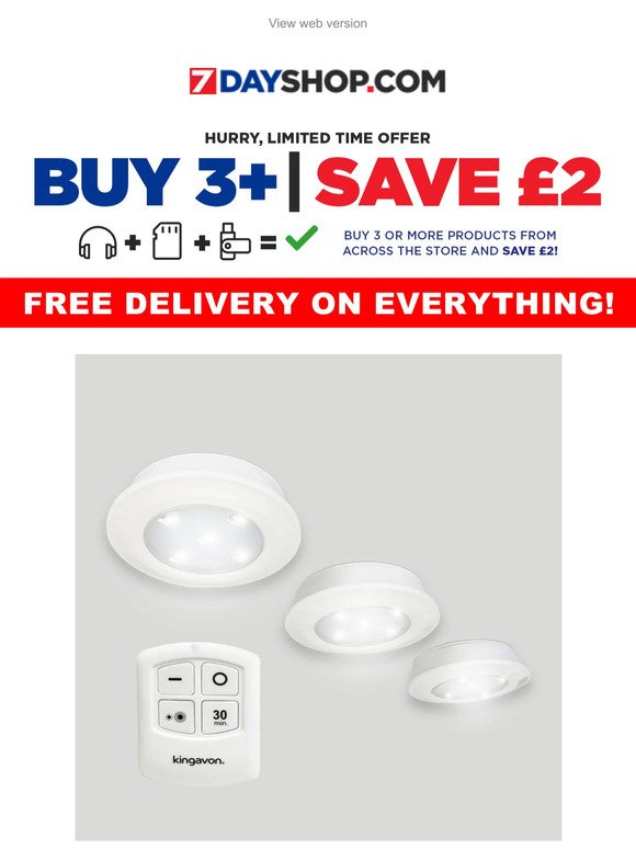 3 Pack Wireless LED Lights with Remote - Only £9.99
