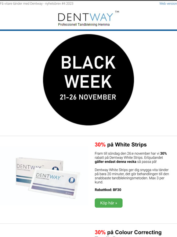 🤩BLACK WEEK med kampanjer på tandblekning: 21-26 november