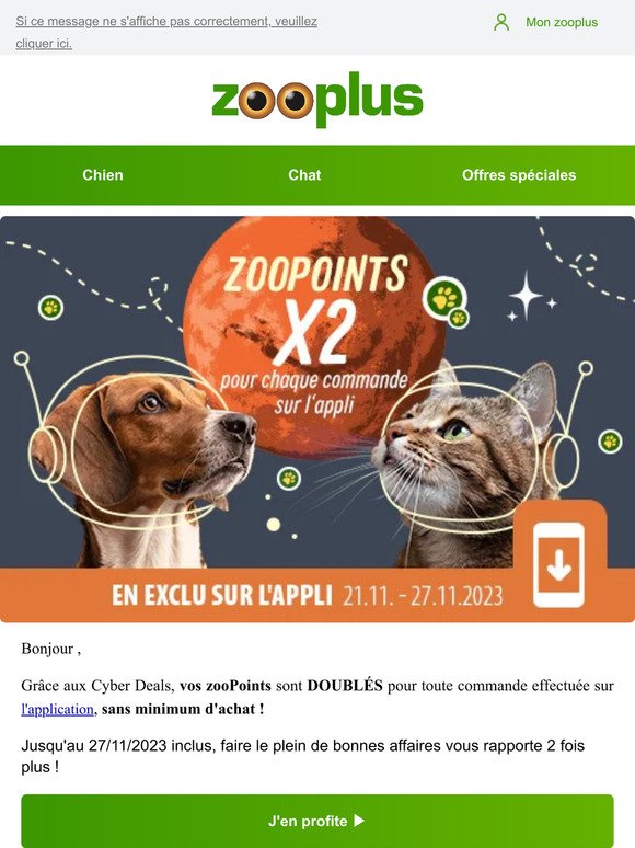 Cyber Deals : vos zooPoints sont doublés sur TOUS vos achats !  🔥