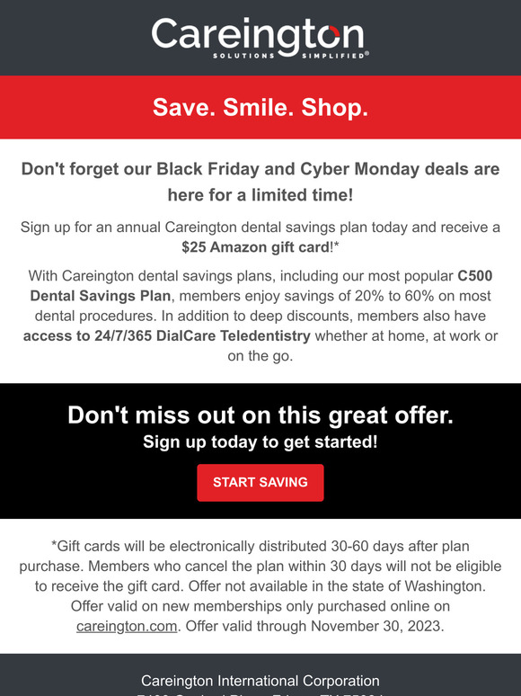 REMINDER: Black Friday and Cyber Monday savings are here!