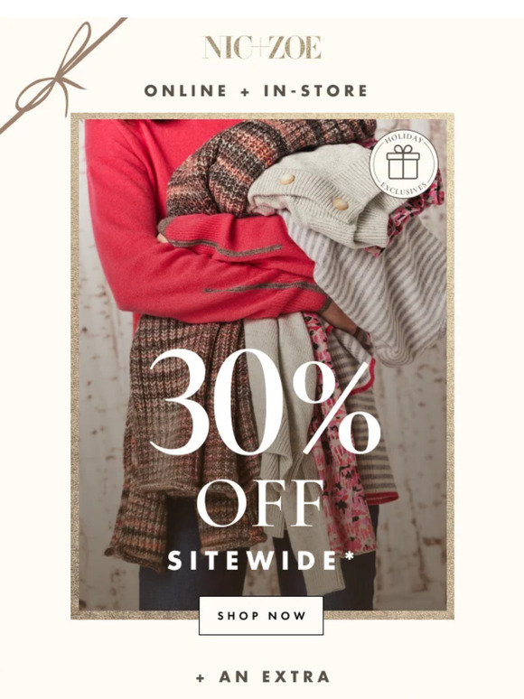 30% off sitewide, 40% EXTRA off sale