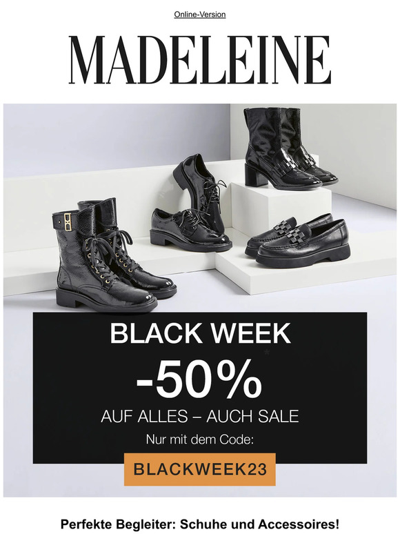 -50 % auf ALLES 👠 die BLACK WEEK geht weiter!
