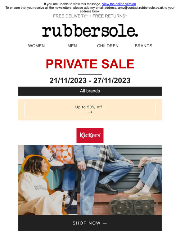 This week only! Up to 50% off Irregular Choice, Kickers, Aigle, Moony Mood and Vivaraise with free delivery